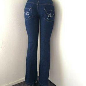 Low rise wide leg denim jeans (White signature)